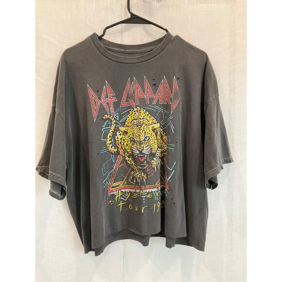 Vintage Def Leppard 1988 Hysteria Tour Graphic Tee Xl Black Distressed - Picture 2 of 6